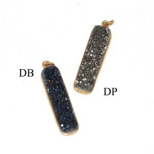 Druzy Rectangular Stone Bezels with Bail GoldPlate